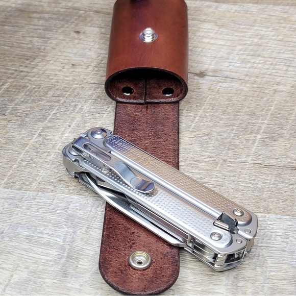 Leather Sheath Case Holster For Leatherman Free P2 P4 ARC Multitool BROWN - Picture 8 of 13